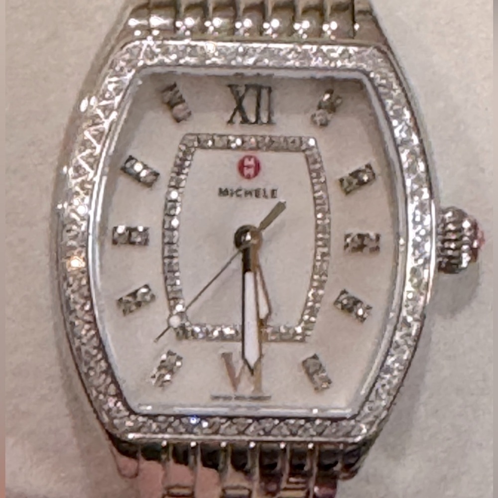 New ! Michele Releve Silver Diamond Watch - Picture 8 of 11